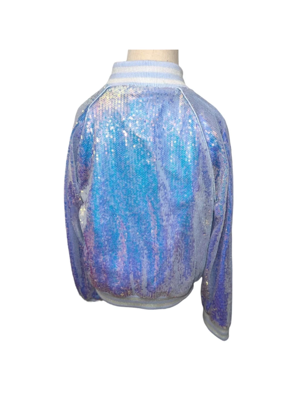 Disney Frozen 2 Anna Elsa Iridescent Sequin Bomber Jacket Girls 5/6